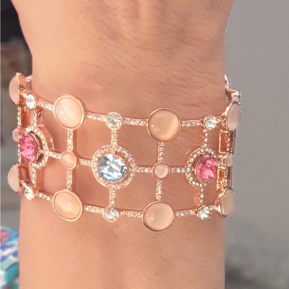 Roberto Faraone Mennella vintage Rose gold plated Crystal Gemstone Bracelet
